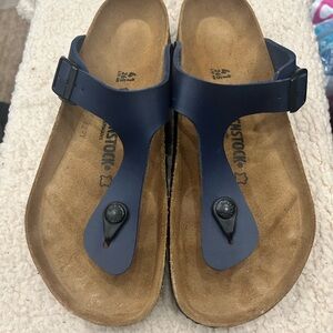 Birkenstock Navy and Tan Thong Sandals